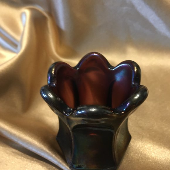 Vintage Amethyst Carnival Glass Toothpick Holder - Picture 4 of 16